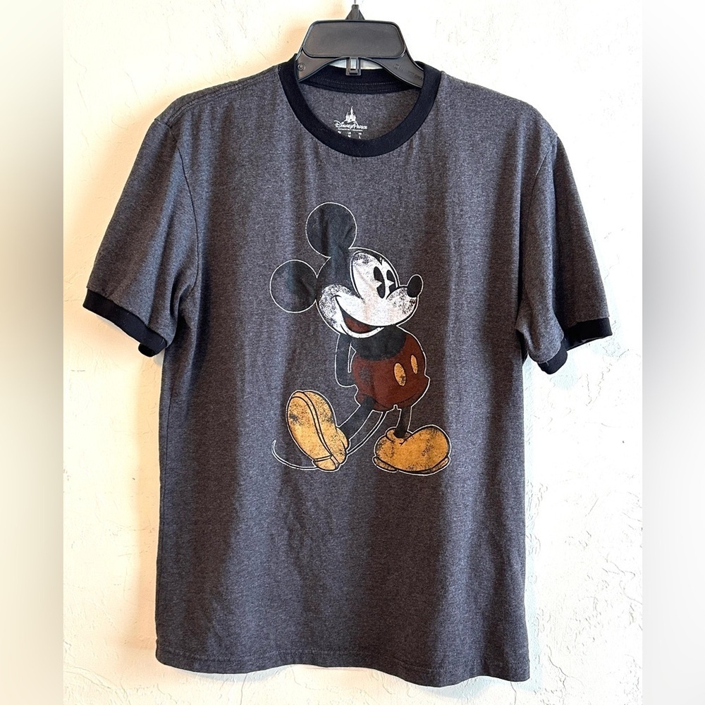 Disney Parks Men’s Gray/Black Retro Mickey Mouse Graphic Dad T-Shirt Sz M